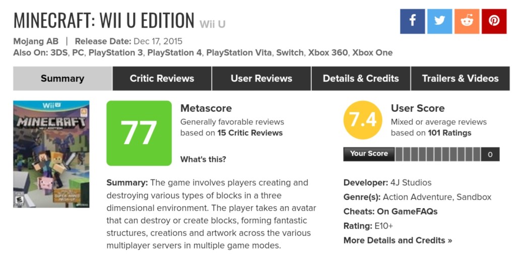 Minecraft: Wii U Edition - Wii U Standard Edition